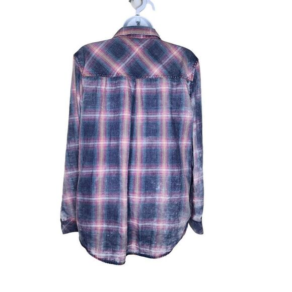 Rails Long Sleeve Plaid Button Down Shirt Grunge Womens Size L Pink and Blue - Picture 4 of 8